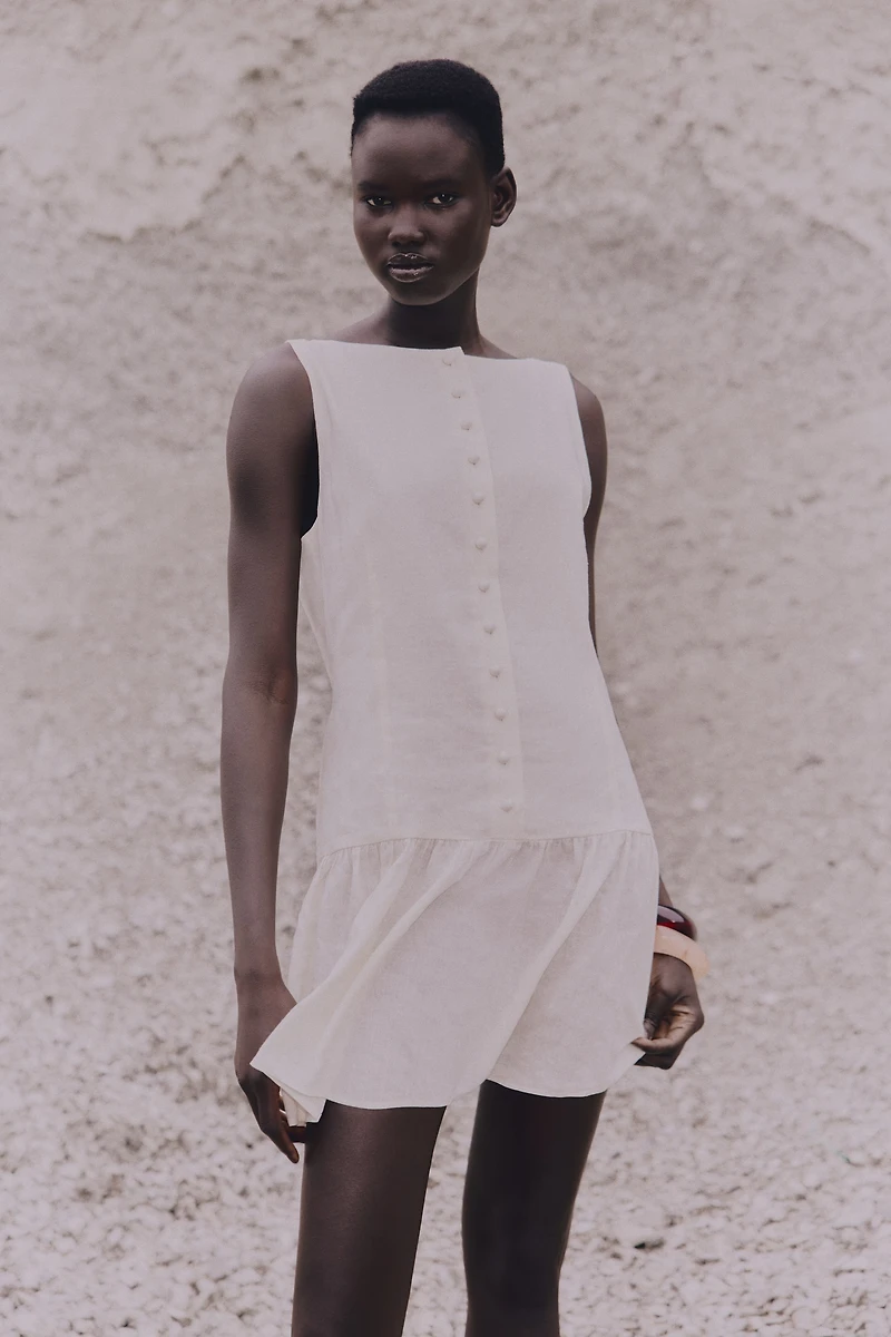 Linen-Blend Dress