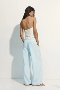 Lace-Trimmed Halterneck Top