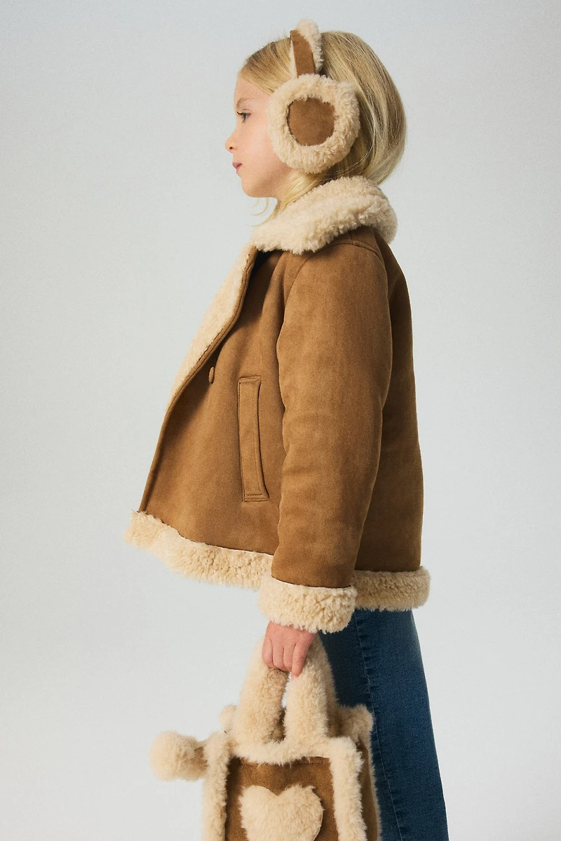Fluffy-Trimmed Pea Coat