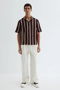 Regular-Fit Crochet-Look Resort Shirt