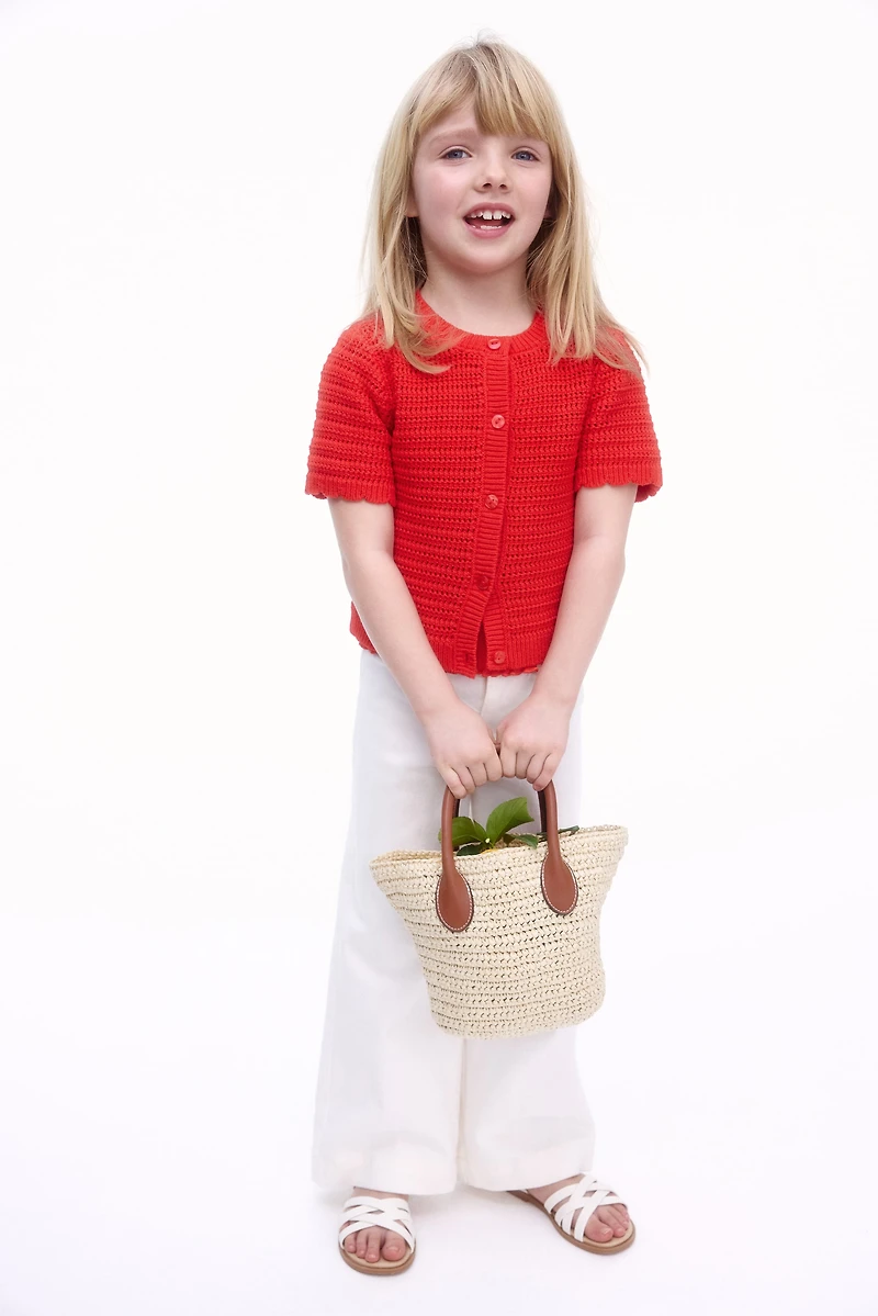 Pointelle-Knit Cardigan