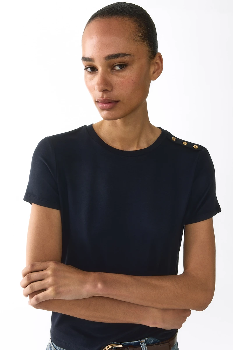 Button-Detail Viscose Top