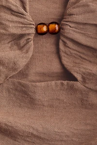 Linen-Blend Cutout Dress