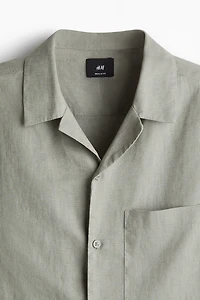 Regular-Fit Short-Sleeved Linen-Blend Shirt