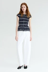 Short-Sleeved Peplum Cardigan