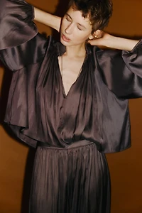 Oversized V-Neck Blouse