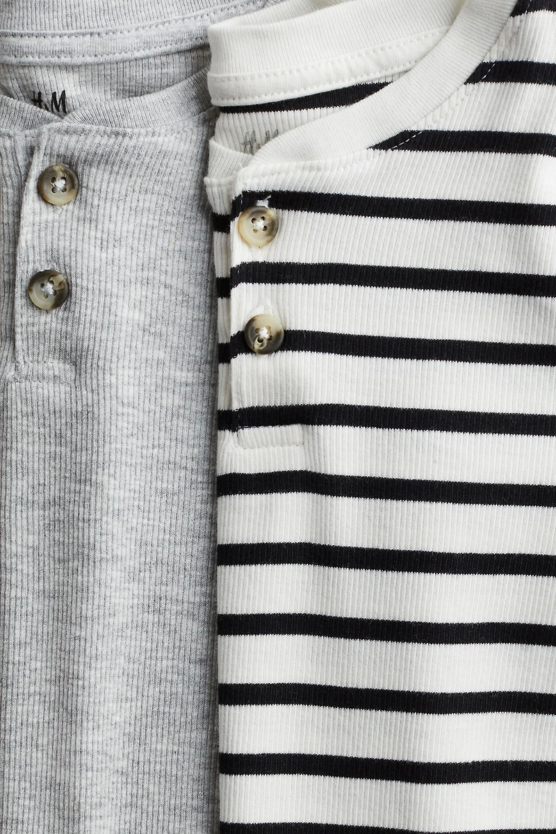 2-pack Ribbed Henley Shirts