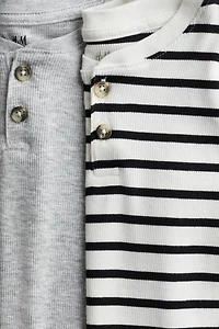 2-pack Ribbed Henley Shirts