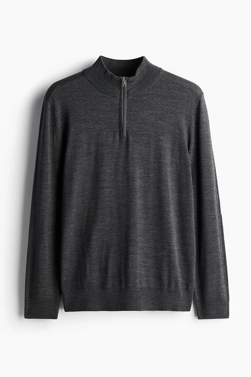 Slim Fit Half-Zip Merino Wool Sweater