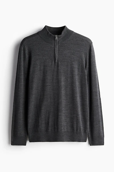 Slim Fit Half-Zip Merino Wool Sweater