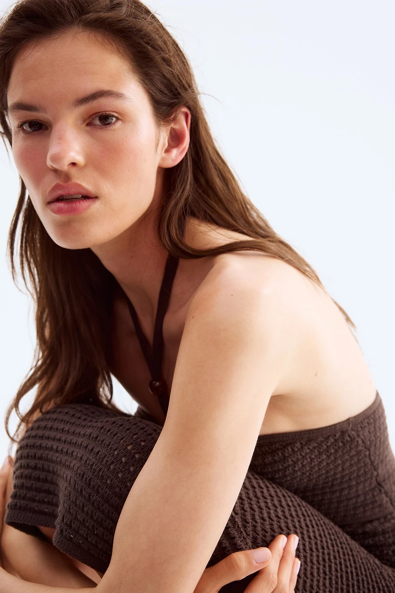 Crochet-Look Halterneck Dress