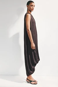Draped Bubble-Hem Dress
