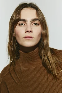 Rib-Knit Mock Turtleneck Sweater