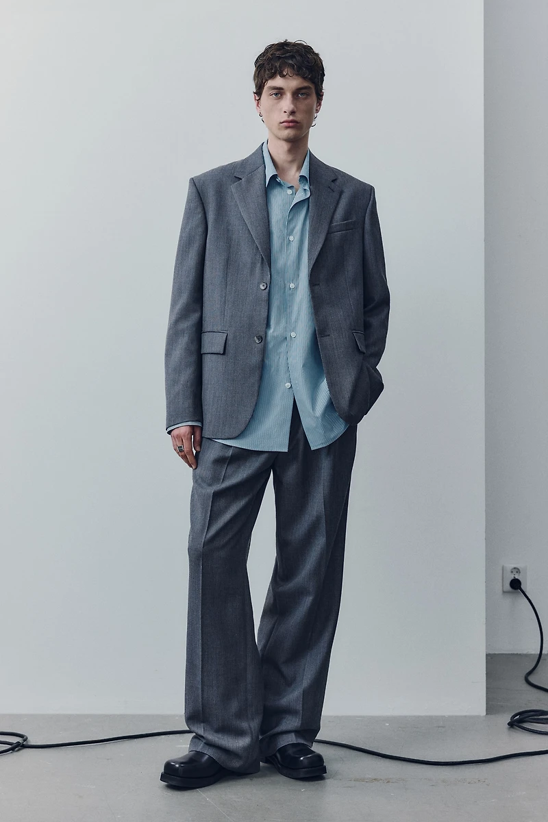 Veste à fermeture droite en laine mélangée