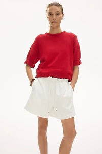Short en denim avec cordon de serrage