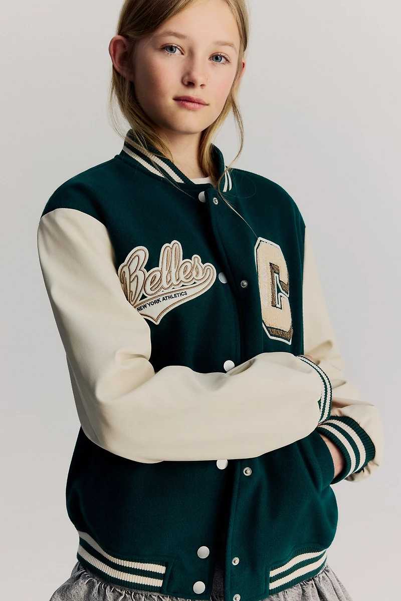 Appliquéd Baseball Jacket