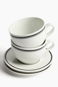 2-Pack Porcelain Cups with Saucers