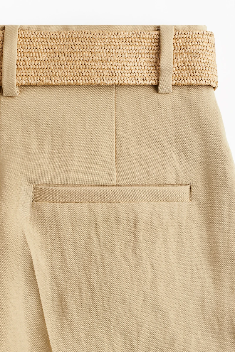 Belted Twill Shorts