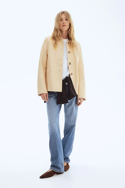 Leather Jacket with Collar