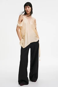 Lace-Trimmed Satin Top