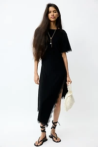 Lace-Trimmed Jersey Dress