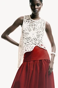 Asymmetric Crochet-Look Top