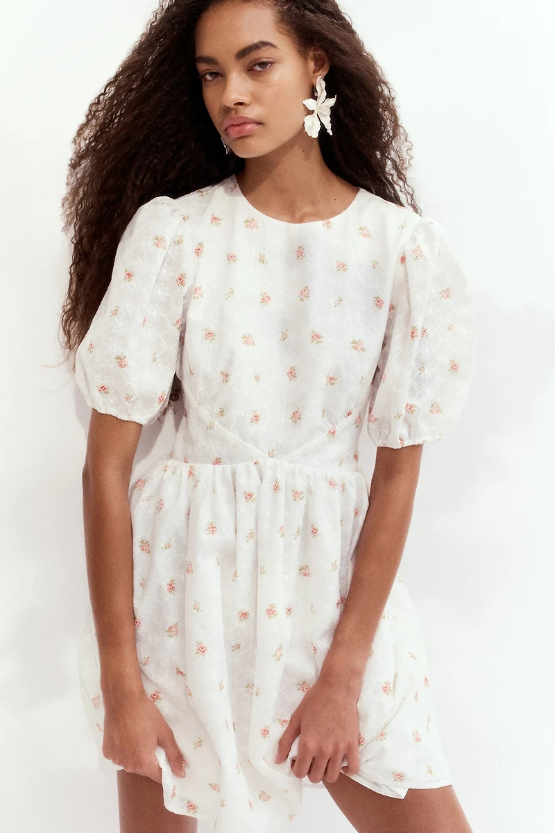 Embroidered Open-Back Dress