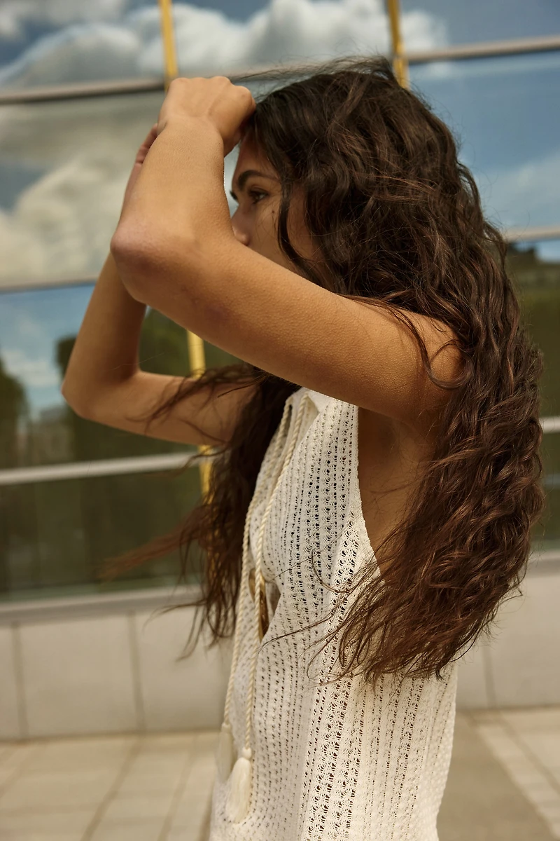 Pointelle-knit top