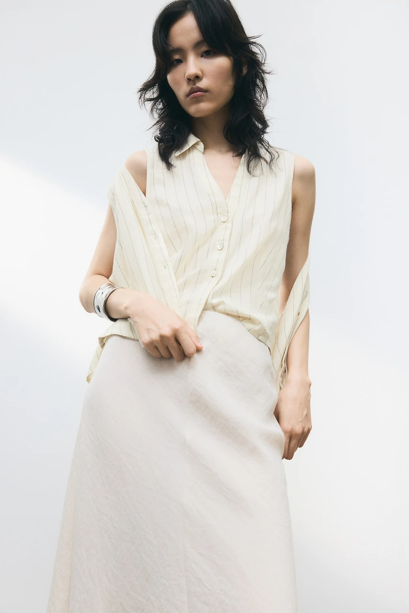 Linen-Blend Sleeveless Shirt