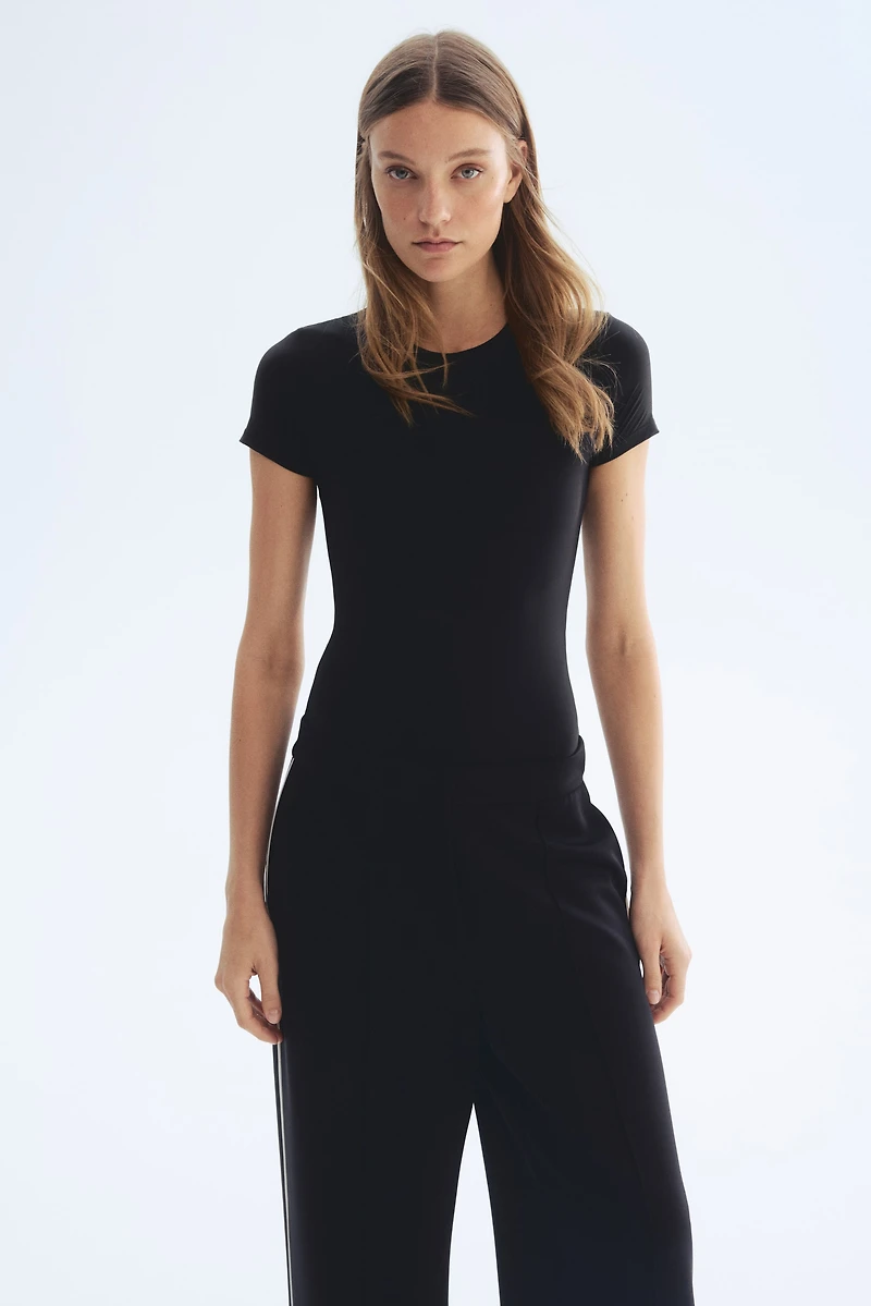 Short-Sleeved Microfiber Bodysuit