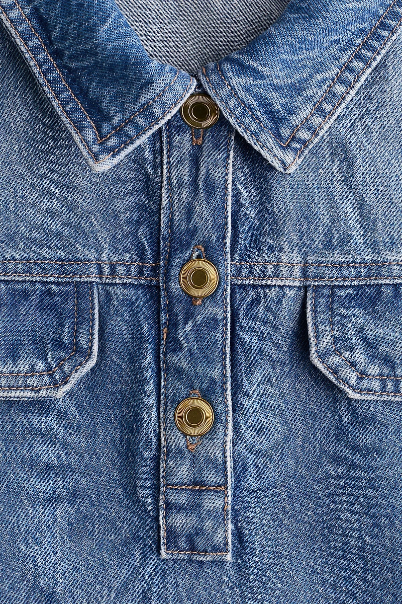 Denim Dress with Collar