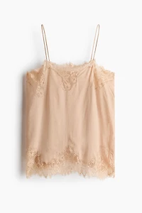Lace-Trimmed Jacquard-Weave Top