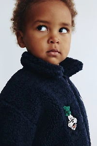 Teddy Fleece Jacket with Embroidered Details