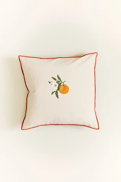 Embroidered-Motif Cotton Cushion Cover