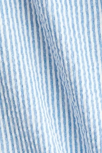 Cotton Seersucker Band-Collar Shirt