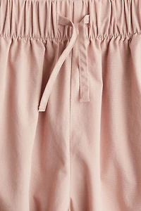 Cropped Pants with Eyelet Embroidery