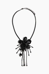 Flower-Detail Cord Necklace