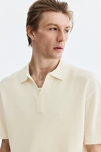Regular-Fit Cable-Knit Polo Shirt