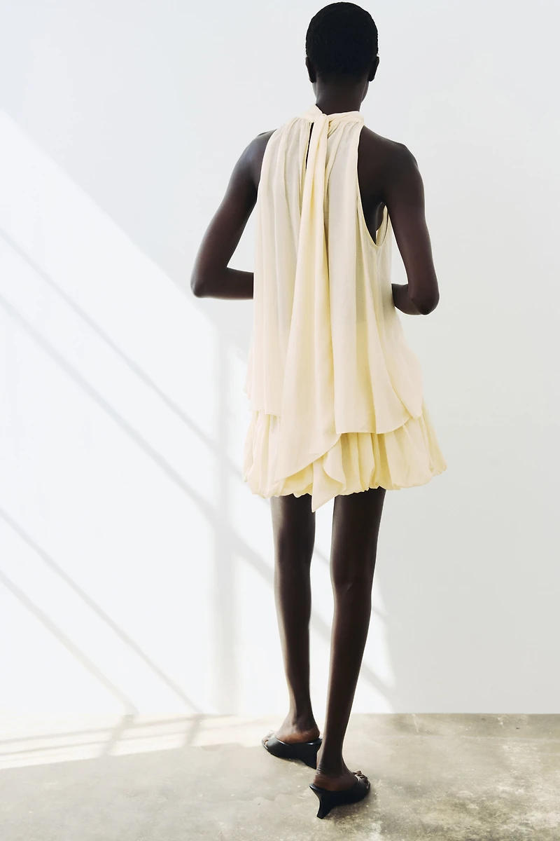 Cupro-Blend Bubble-Hem Skirt