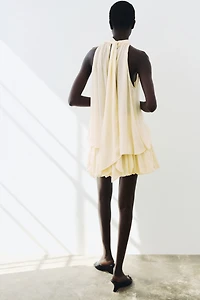 Cupro-Blend Bubble-Hem Skirt