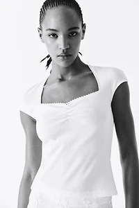 Ribbed Sweetheart-Neck Top