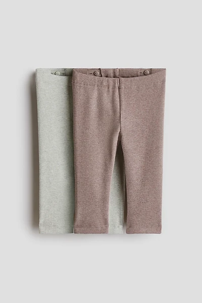 Lot de 2 leggings côtelés en coton