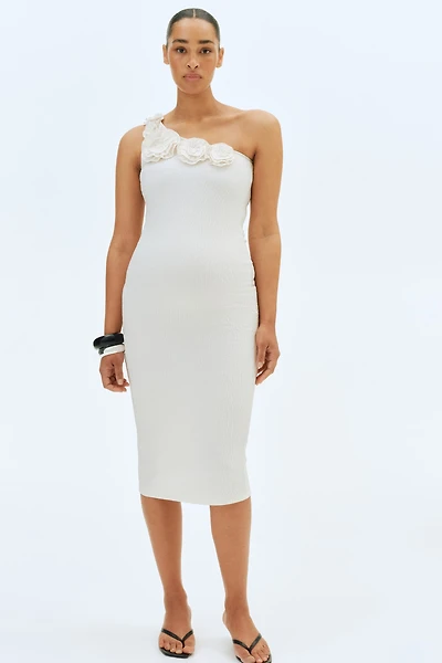 MAMA Appliquéd One-Shoulder Dress