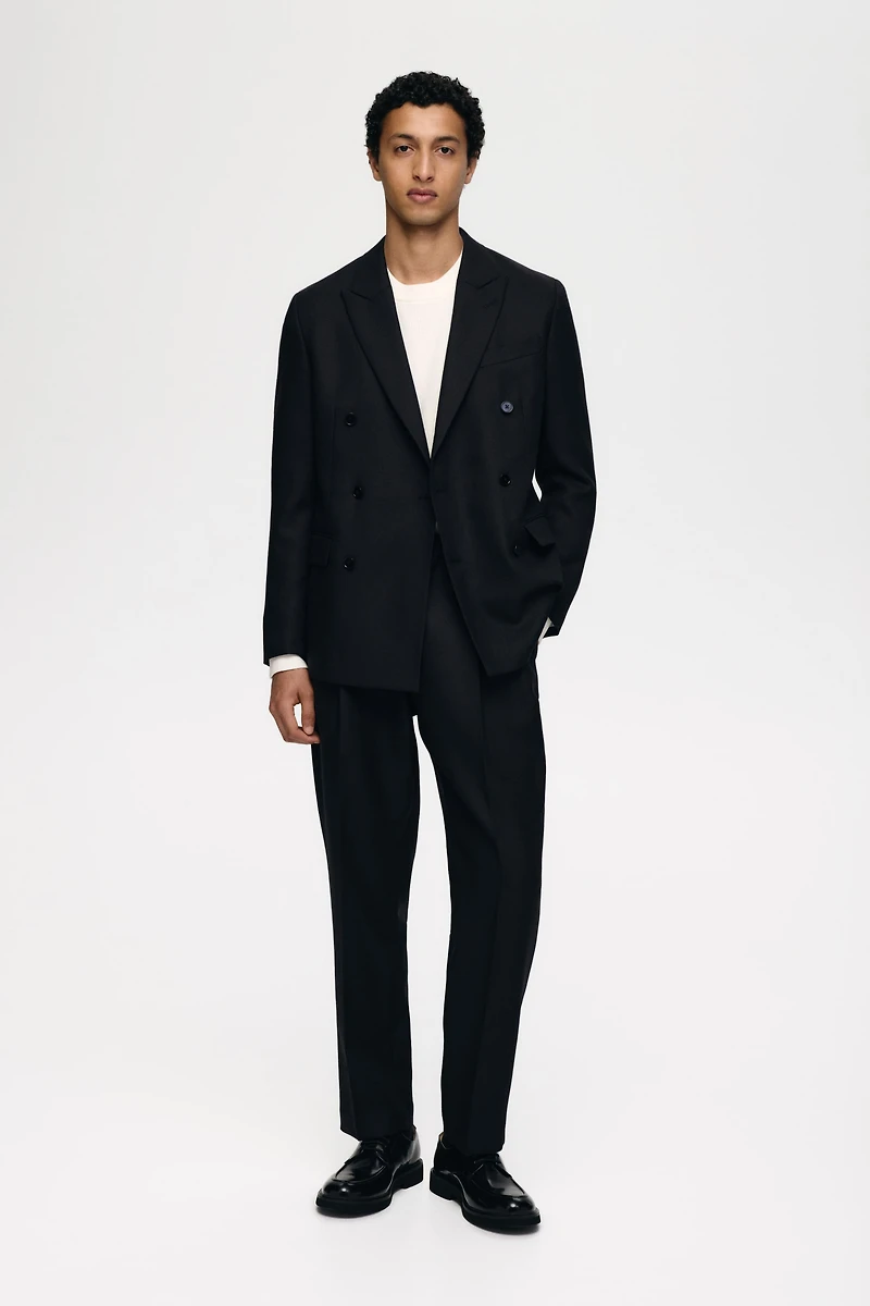 Regular-Fit Wool-Blend Double-Breasted Jacket