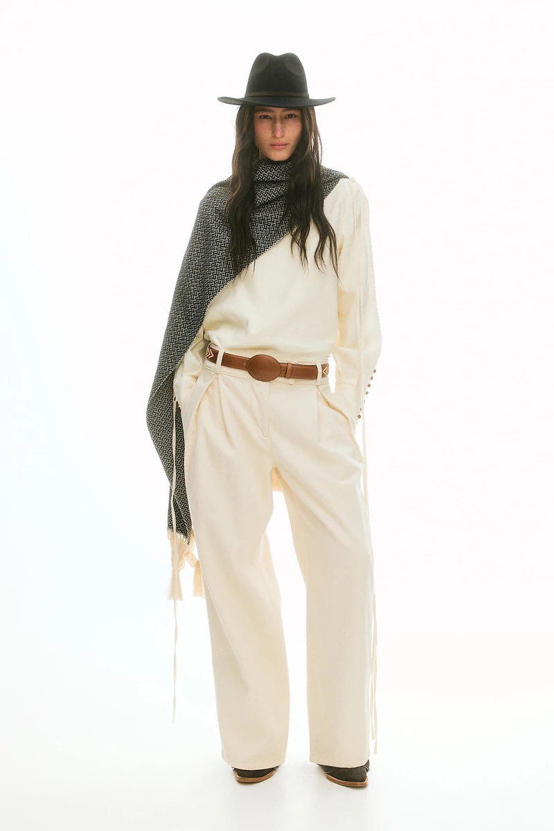 Pleat-Front Twill Pants