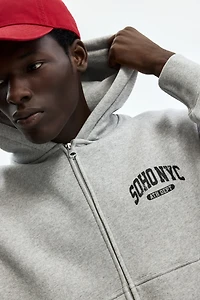 Oversized Printed Hooded Jacket