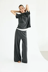 Wide-Leg Fine-Knit Pants