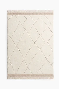 Wool-Blend Fringed Rug