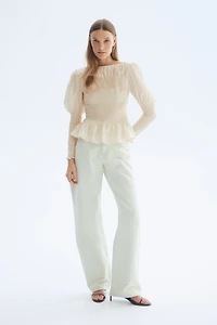 Blouse smockée en viscose mélangée