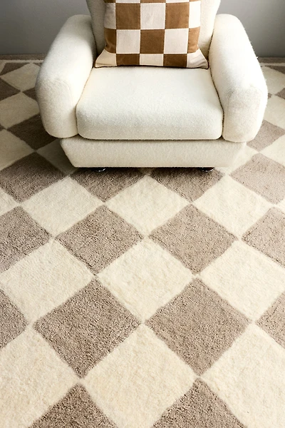 Tapis à motif arlequin en laine mélangée